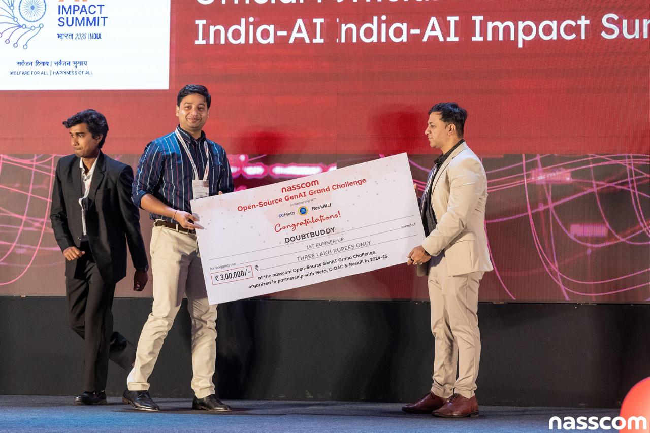 doubtbuddy.ai receiving recognition at the India AI Impact Summit
